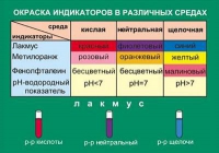 Таблица Окраска индикаторов в различных средах (винил) - «globural.ru» - Брянск