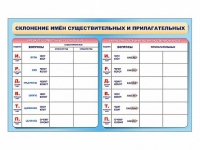 Фрагмент (демонстрационный) маркерный (двухсторонний) "Склонение имен существительных и прилагательных" - «globural.ru» - Брянск