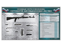 Электрифицированный стенд "Основные части и механизмы автомата Калашникова АК-74М" с полноразмерными, оригинальными макетами деталей и механизмов под стеклом - «globural.ru» - Брянск