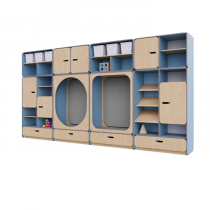 Детская стенка с местом для хранения и зонами отдыха из коллекции «НЕГА» (цвет голубой) - «globural.ru» - Брянск